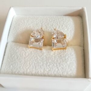 Radiance by Absolute stud earrings sterling silver gold tone polished finish